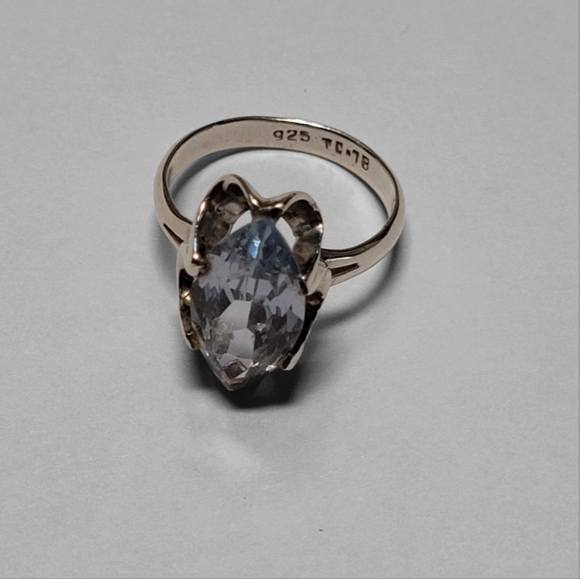 VINTAGE .925 Scalloped Sterling 5 Carat Marquise Cut Aquamarine Stone - Picture 8 of 15